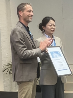 2025 Bruker Thesis Prize Winner Dr Yujie Zhao and Bruker EPR Business Line Manager Frédéric Jaspard. 2025 Bruker Thesis Prize Winner Dr Yujie Zhao and Bruker EPR Business Line Manager Frédéric Jaspard.